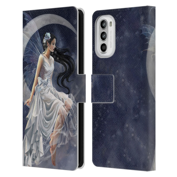 Nene Thomas Crescents Winter Frost Fairy On Moon Leather Book Wallet Case Cover For Motorola Moto G52