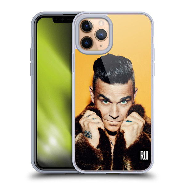 Robbie Williams Calendar Fur Coat Soft Gel Case for Apple iPhone 11 Pro