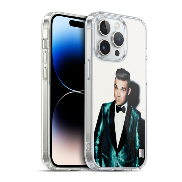 Robbie Williams Calendar White Background Soft Gel Case for Apple iPhone 13 Pro & MagSafe
