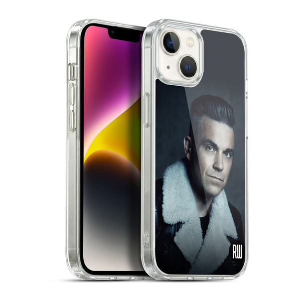 Robbie Williams Calendar Leather Jacket Soft Gel Case for Apple iPhone 14 Plus & MagSafe