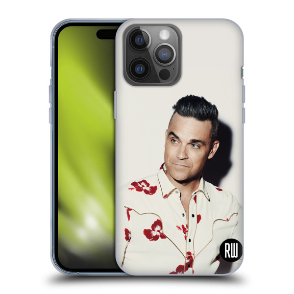 Robbie Williams Calendar Floral Shirt Soft Gel Case for Apple iPhone 14 Pro Max