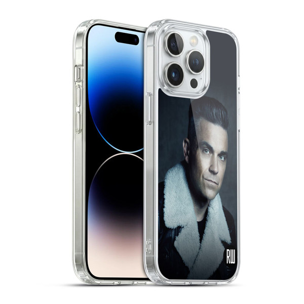 Robbie Williams Calendar Leather Jacket Soft Gel Case for Apple iPhone 14 Pro Max & MagSafe
