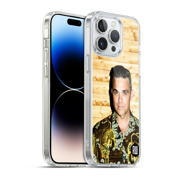 Robbie Williams Calendar Tiger Print Shirt Soft Gel Case for Apple iPhone 14 Pro Max & MagSafe