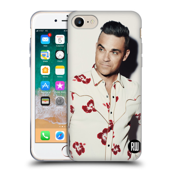 Robbie Williams Calendar Floral Shirt Soft Gel Case for Apple iPhone 7 / 8 / SE 2020 & 2022