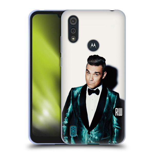 Robbie Williams Calendar White Background Soft Gel Case for Motorola Moto E6s (2020)