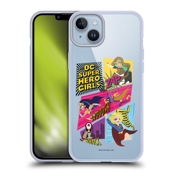DC Super Hero Girls Characters Composed Art 2 Soft Gel Case for Apple iPhone 14 Plus