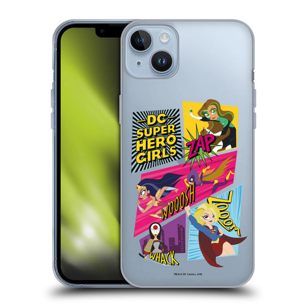 DC Super Hero Girls Characters Composed Art 2 Soft Gel Case for Apple iPhone 14 Plus