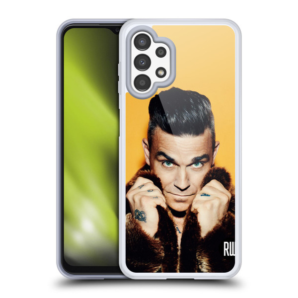 Robbie Williams Calendar Fur Coat Soft Gel Case for Samsung Galaxy A13 (2022)