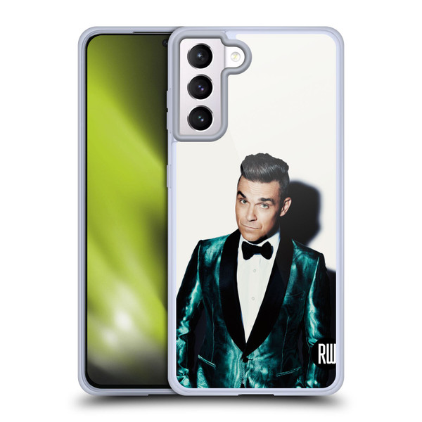 Robbie Williams Calendar White Background Soft Gel Case for Samsung Galaxy S21+ 5G