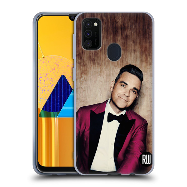 Robbie Williams Calendar Magenta Tux Soft Gel Case for Samsung Galaxy M30s (2019)/M21 (2020)