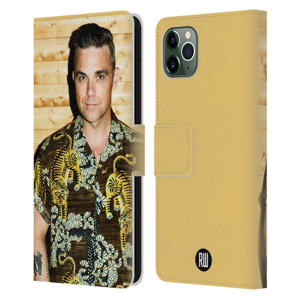 Robbie Williams Calendar Tiger Print Shirt Leather Book Wallet Case Cover For Apple iPhone 11 Pro Max