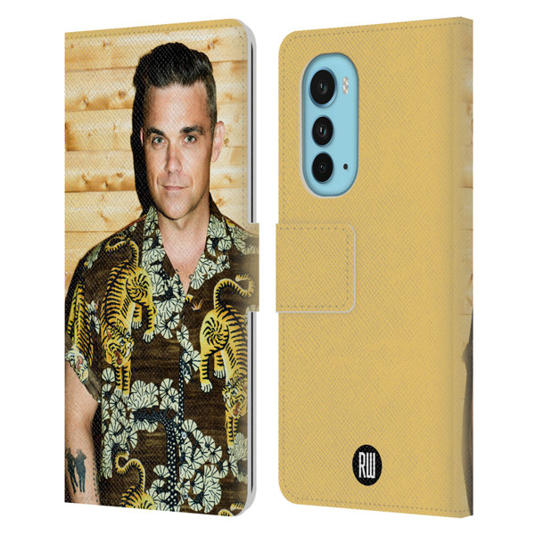 Robbie Williams Calendar Tiger Print Shirt Leather Book Wallet Case Cover For Motorola Edge (2022)