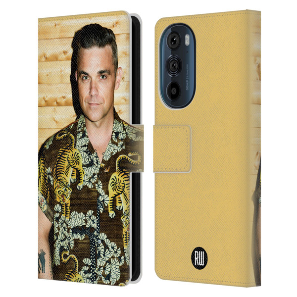 Robbie Williams Calendar Tiger Print Shirt Leather Book Wallet Case Cover For Motorola Edge 30