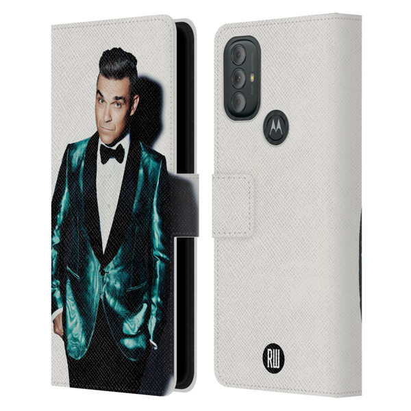 Robbie Williams Calendar White Background Leather Book Wallet Case Cover For Motorola Moto G10 / Moto G20 / Moto G30