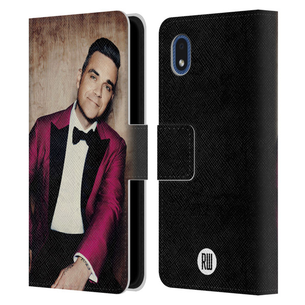 Robbie Williams Calendar Magenta Tux Leather Book Wallet Case Cover For Samsung Galaxy A01 Core (2020)