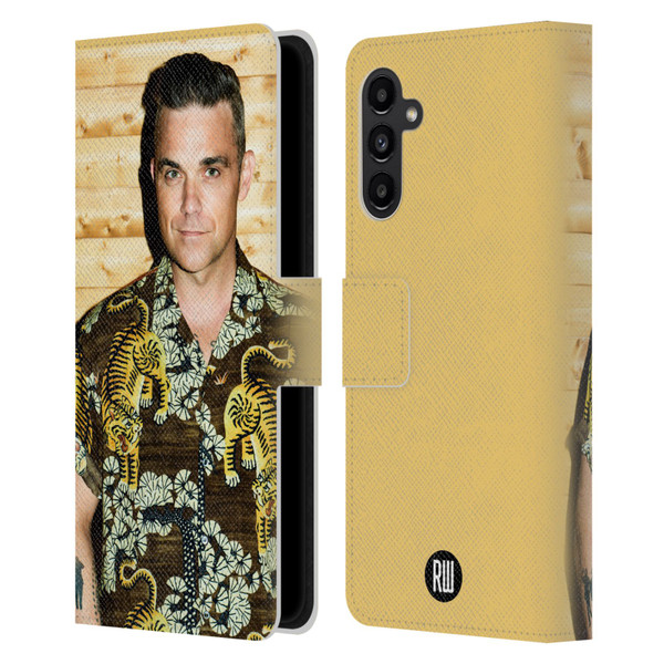 Robbie Williams Calendar Tiger Print Shirt Leather Book Wallet Case Cover For Samsung Galaxy A13 5G (2021)