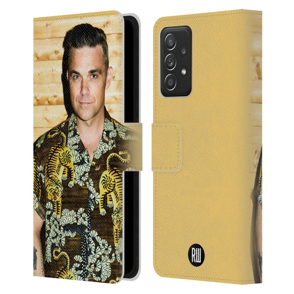 Robbie Williams Calendar Tiger Print Shirt Leather Book Wallet Case Cover For Samsung Galaxy A52 / A52s / 5G (2021)