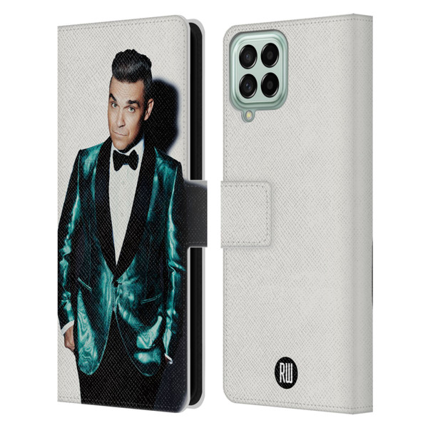 Robbie Williams Calendar White Background Leather Book Wallet Case Cover For Samsung Galaxy M33 (2022)