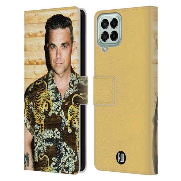 Robbie Williams Calendar Tiger Print Shirt Leather Book Wallet Case Cover For Samsung Galaxy M53 (2022)