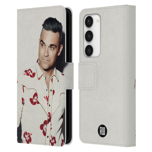 Robbie Williams Calendar Floral Shirt Leather Book Wallet Case Cover For Samsung Galaxy S23 5G