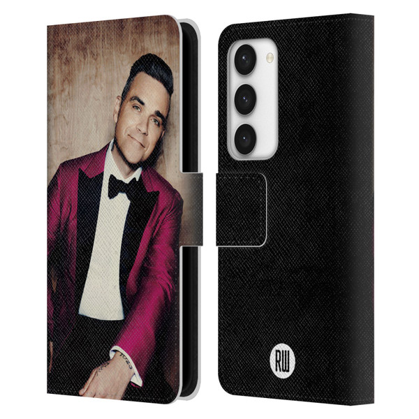 Robbie Williams Calendar Magenta Tux Leather Book Wallet Case Cover For Samsung Galaxy S23 5G