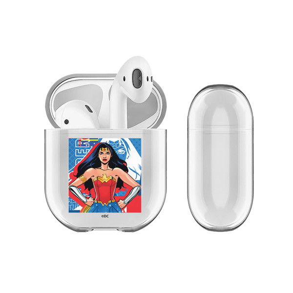 DC Women Core Compositions Wonder Woman Clear Hard Crystal Cover Case for Apple AirPods 1 1st Gen / 2 2nd Gen Charging Case