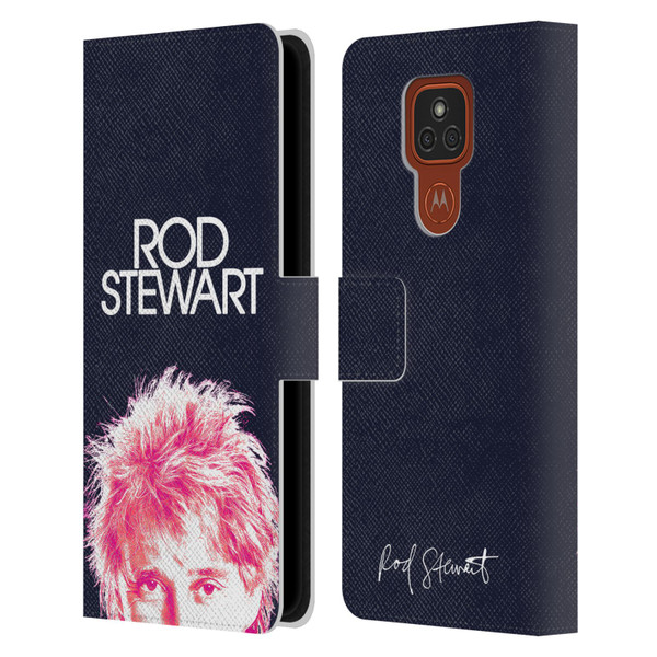 Rod Stewart Art Neon Leather Book Wallet Case Cover For Motorola Moto E7 Plus