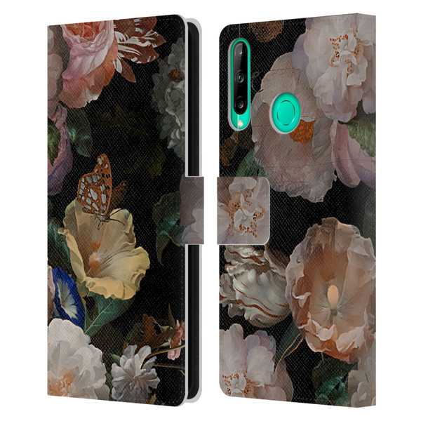 UtArt Antique Flowers Botanical Beauty Leather Book Wallet Case Cover For Huawei P40 lite E