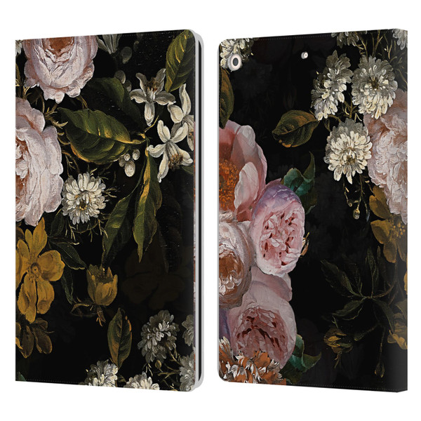 UtArt Antique Flowers Roses And Baby's Breath Leather Book Wallet Case Cover For Apple iPad 10.2 2019/2020/2021