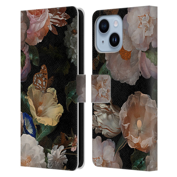 UtArt Antique Flowers Botanical Beauty Leather Book Wallet Case Cover For Apple iPhone 14 Plus