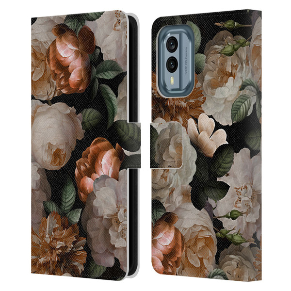 UtArt Antique Flowers Carnations And Garden Roses Leather Book Wallet Case Cover For Nokia X30