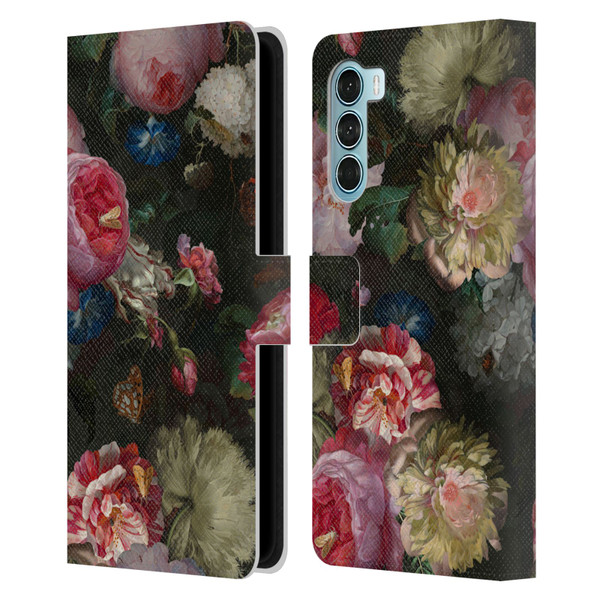 UtArt Antique Flowers Bouquet Leather Book Wallet Case Cover For Motorola Edge S30 / Moto G200 5G