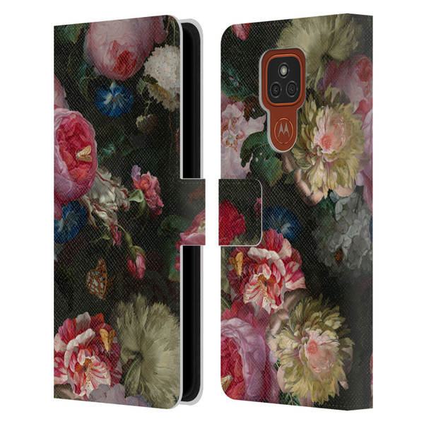 UtArt Antique Flowers Bouquet Leather Book Wallet Case Cover For Motorola Moto E7 Plus