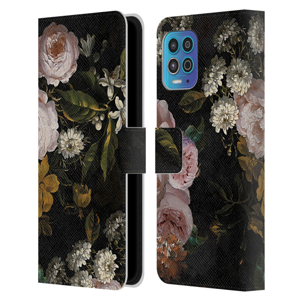 UtArt Antique Flowers Roses And Baby's Breath Leather Book Wallet Case Cover For Motorola Moto G100