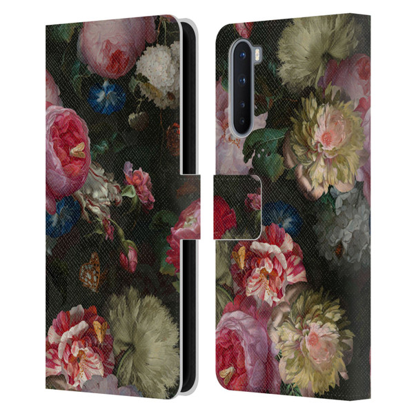 UtArt Antique Flowers Bouquet Leather Book Wallet Case Cover For OnePlus Nord 5G