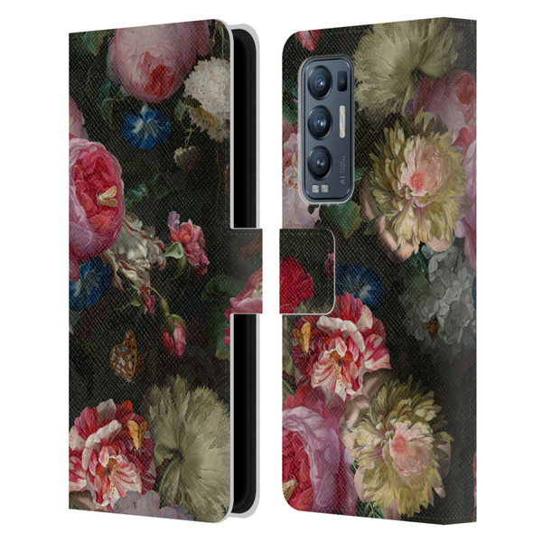 UtArt Antique Flowers Bouquet Leather Book Wallet Case Cover For OPPO Find X3 Neo / Reno5 Pro+ 5G
