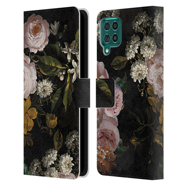 UtArt Antique Flowers Roses And Baby's Breath Leather Book Wallet Case Cover For Samsung Galaxy F62 (2021)
