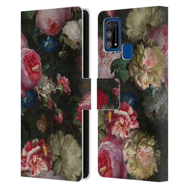 UtArt Antique Flowers Bouquet Leather Book Wallet Case Cover For Samsung Galaxy M31 (2020)