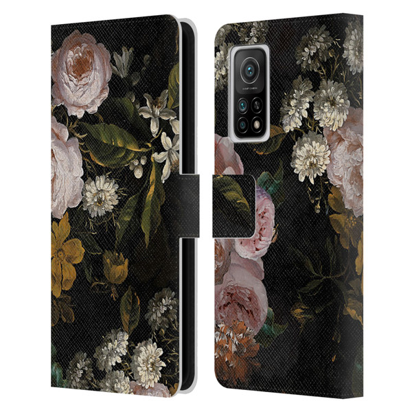 UtArt Antique Flowers Roses And Baby's Breath Leather Book Wallet Case Cover For Xiaomi Mi 10T 5G