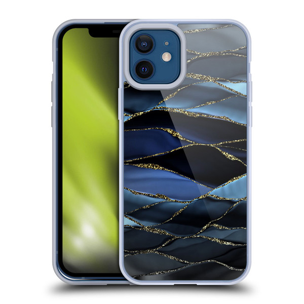 UtArt Dark Night Marble Deep Sparkle Waves Soft Gel Case for Apple iPhone 12 / iPhone 12 Pro