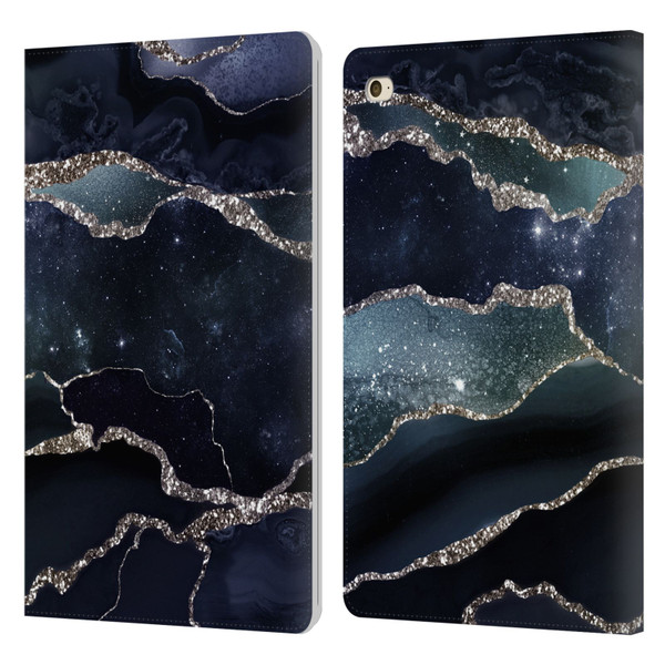 UtArt Dark Night Marble Silver Midnight Sky Leather Book Wallet Case Cover For Apple iPad mini 4