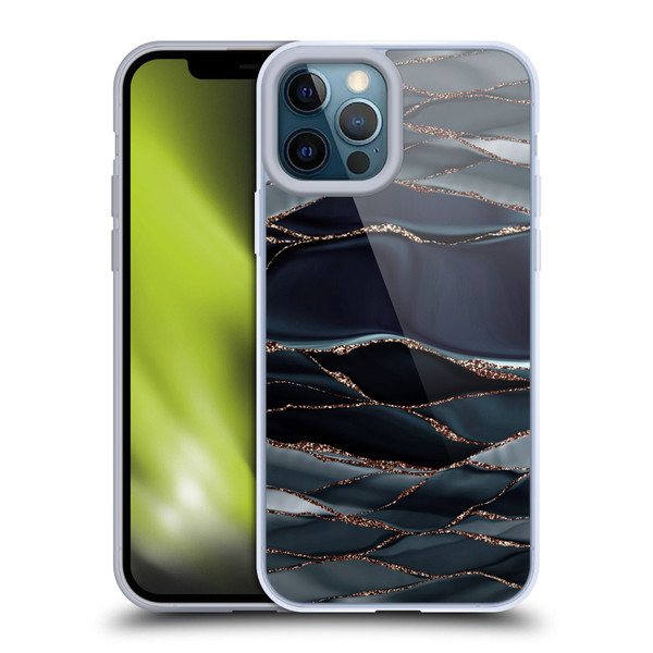 UtArt Dark Night Marble Waves Soft Gel Case for Apple iPhone 12 Pro Max