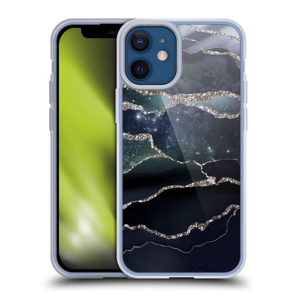 UtArt Dark Night Marble Silver Midnight Sky Soft Gel Case for Apple iPhone 12 Mini