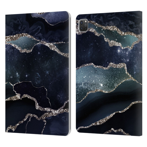 UtArt Dark Night Marble Silver Midnight Sky Leather Book Wallet Case Cover For Apple iPad Pro 11 2020 / 2021 / 2022