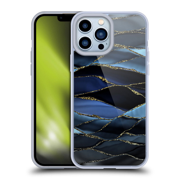 UtArt Dark Night Marble Deep Sparkle Waves Soft Gel Case for Apple iPhone 13 Pro Max
