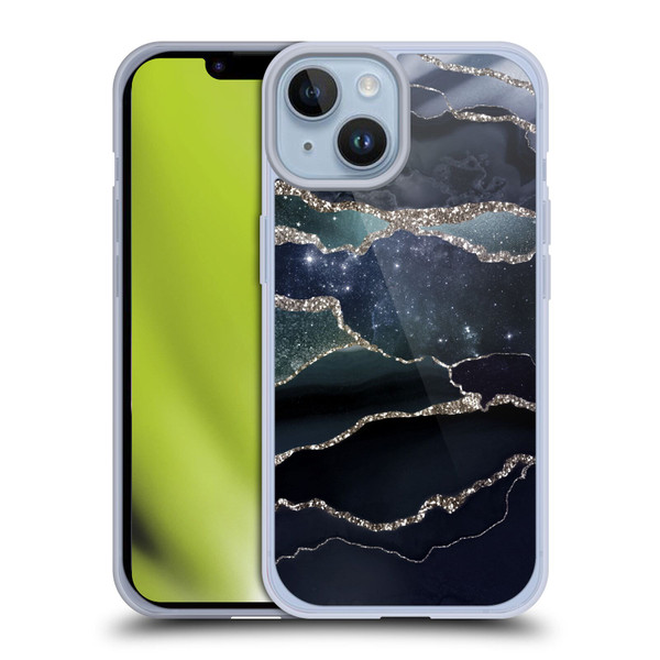 UtArt Dark Night Marble Silver Midnight Sky Soft Gel Case for Apple iPhone 14