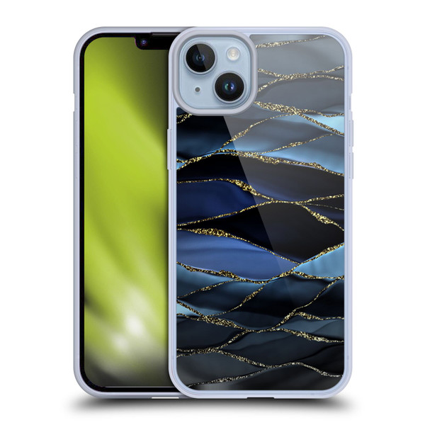 UtArt Dark Night Marble Deep Sparkle Waves Soft Gel Case for Apple iPhone 14 Plus