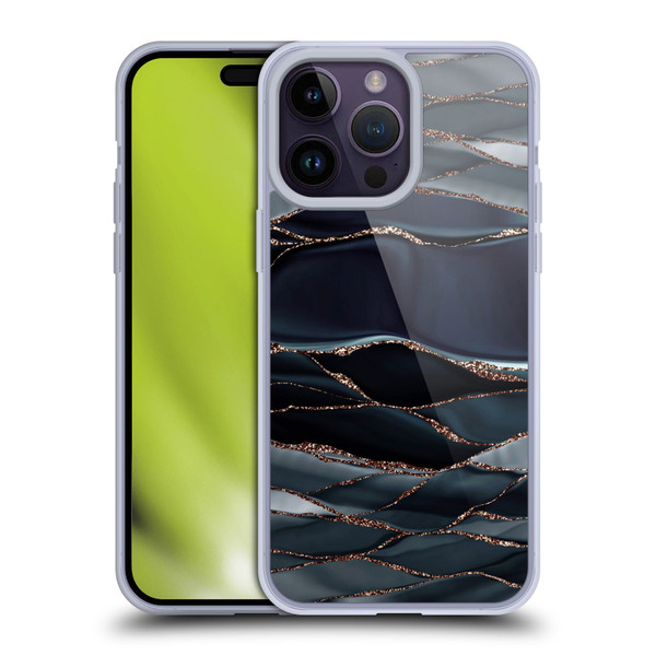 UtArt Dark Night Marble Waves Soft Gel Case for Apple iPhone 14 Pro Max