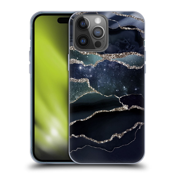 UtArt Dark Night Marble Silver Midnight Sky Soft Gel Case for Apple iPhone 14 Pro Max