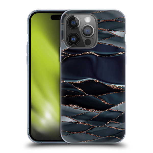 UtArt Dark Night Marble Waves Soft Gel Case for Apple iPhone 14 Pro